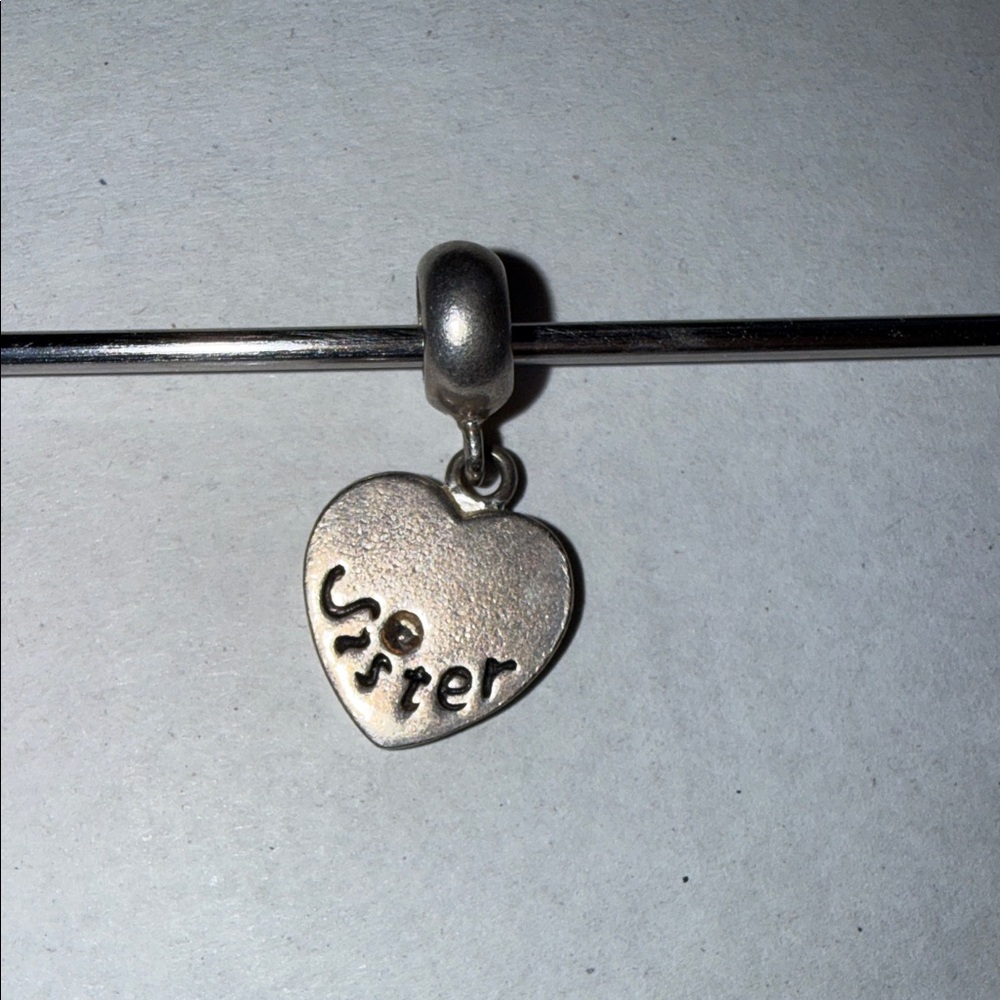 Pandora Silver Heart Sister Charm